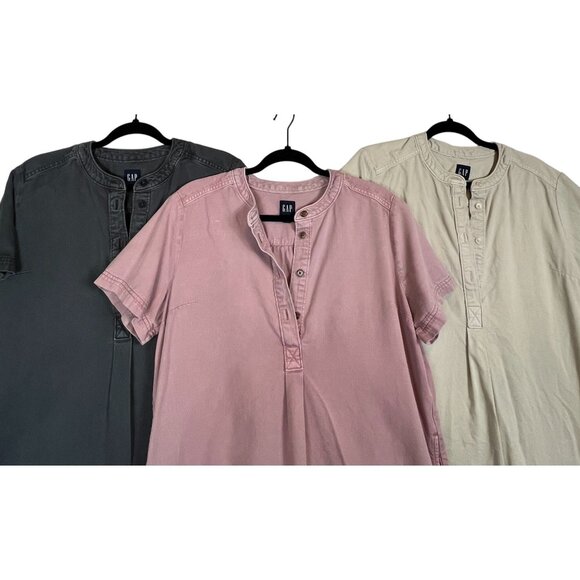 Bundle Gap Womens Short Sleeve Tunic Dresses Henley Neck Cotton Multiple Colors - Picture 9 of 15